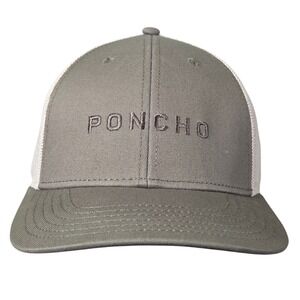 New Poncho Outdoors Hat NWT Cap Snap Back Trucker Mesh Embroidered Gray Green